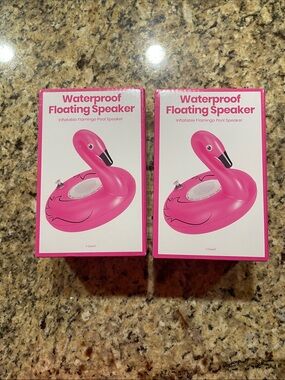 Set of Two (2) Waterproof Floating Flamingo Speaker - Pink